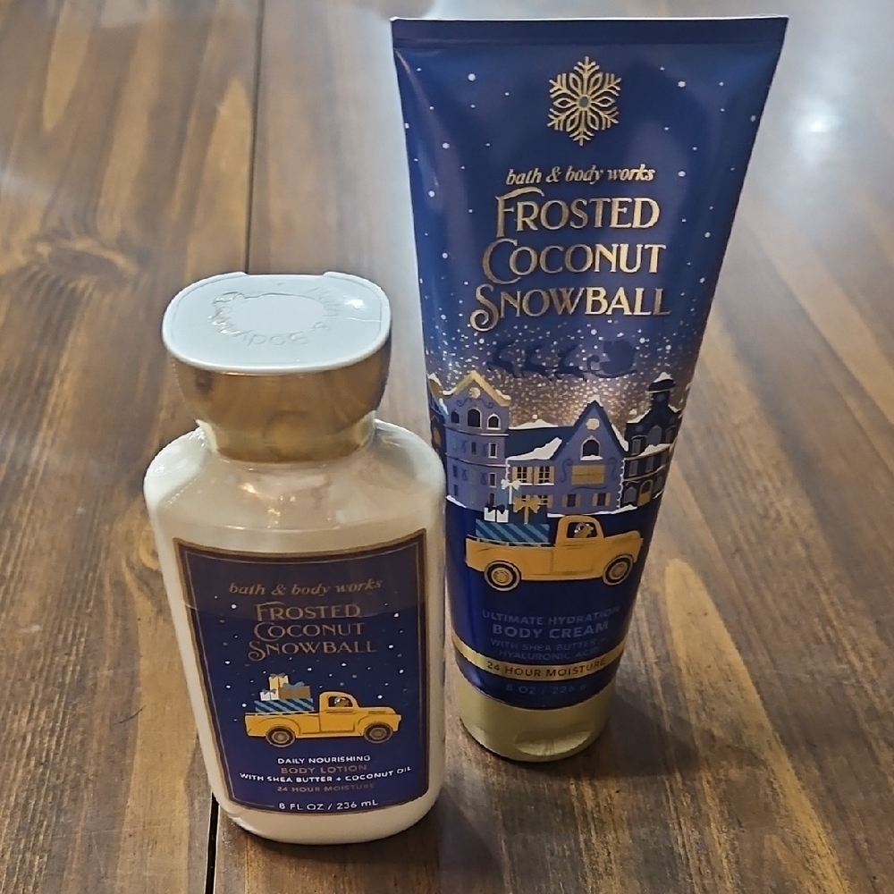 Bath & Body Works Frosted Coconut Snowball Body Cream and Lotion Set